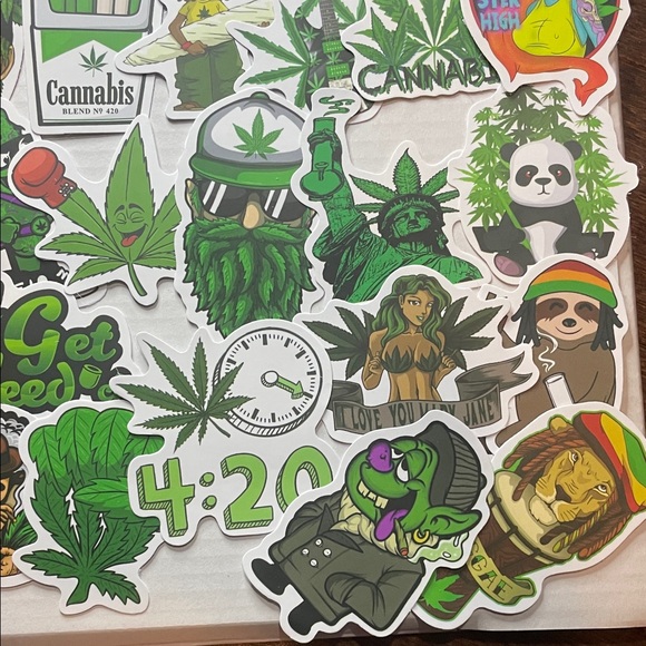 Cannabis Themed Sticker Pack lot 2 50 pieces ⭐️2 for 11⭐️ - Picture 3 of 3